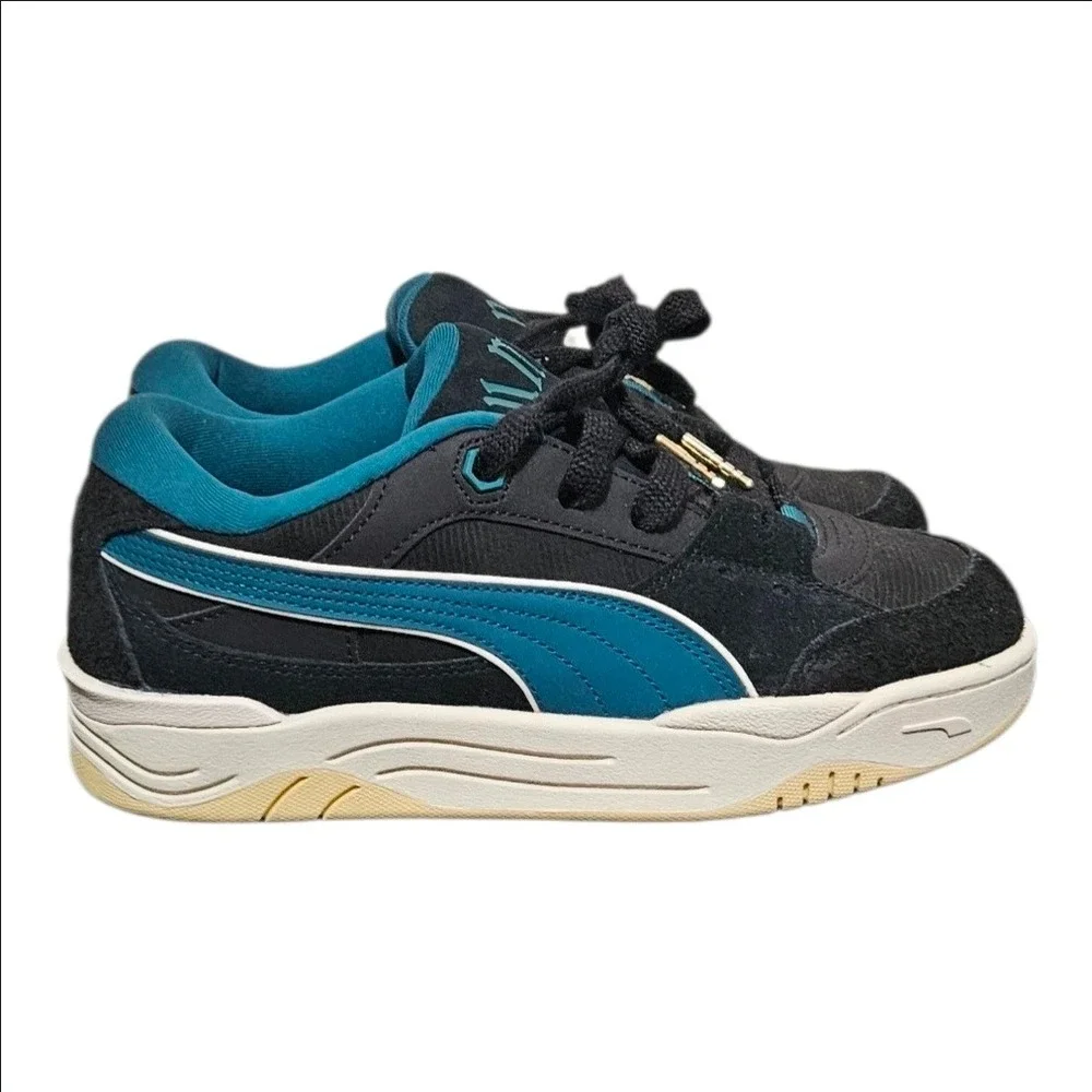 Puma 180 Play.Paris Skate Sneakers Black Dark Teal Shoes 398414-01 Mens 7.5 New